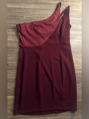 Speechless Plus Sized One-Shoulder Wine Red Cocktail Dress